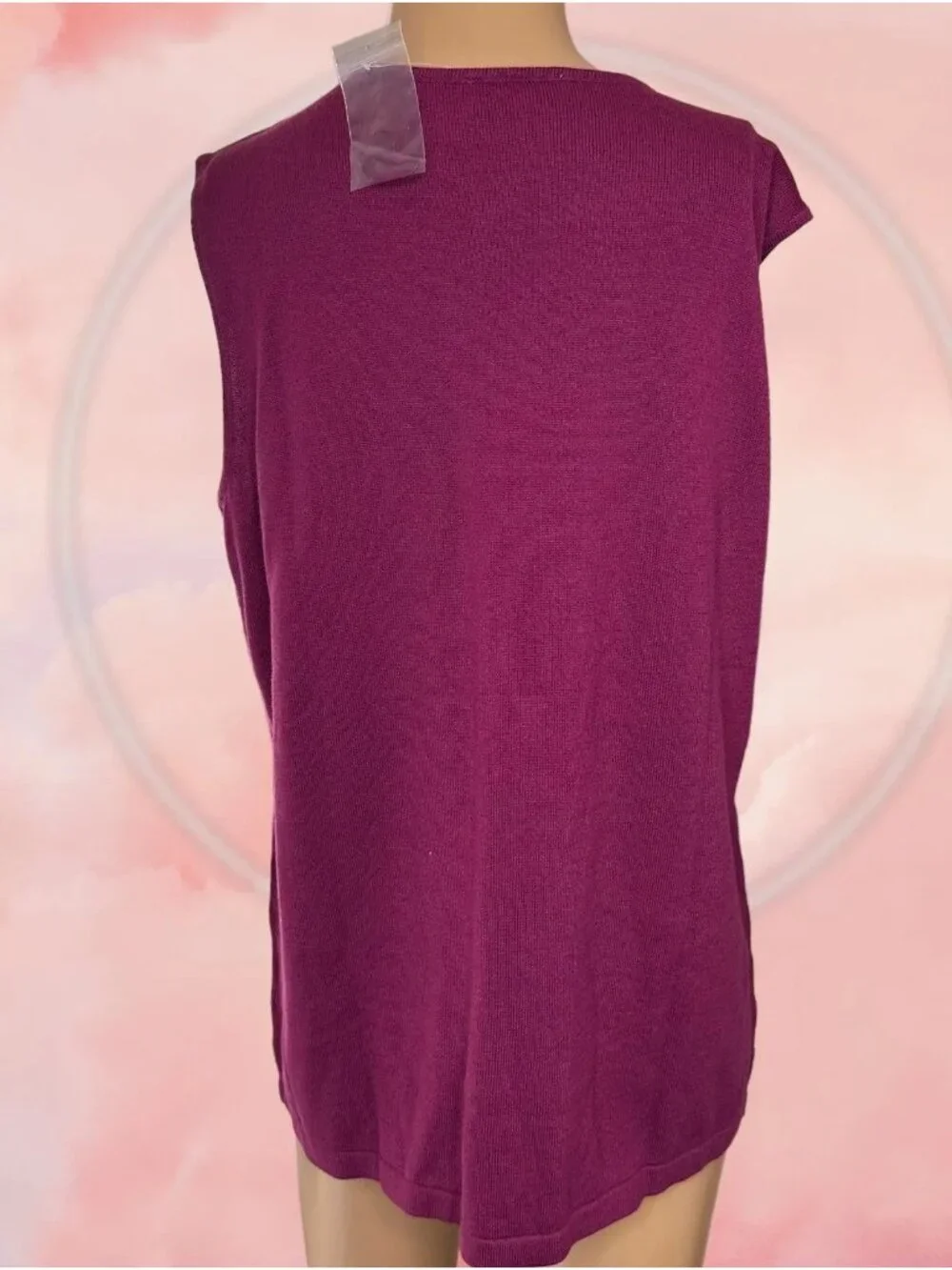 Joan Rivers Matching Set Cardigan Sweater-Tank Top Knit Size L Stretch Burgundy